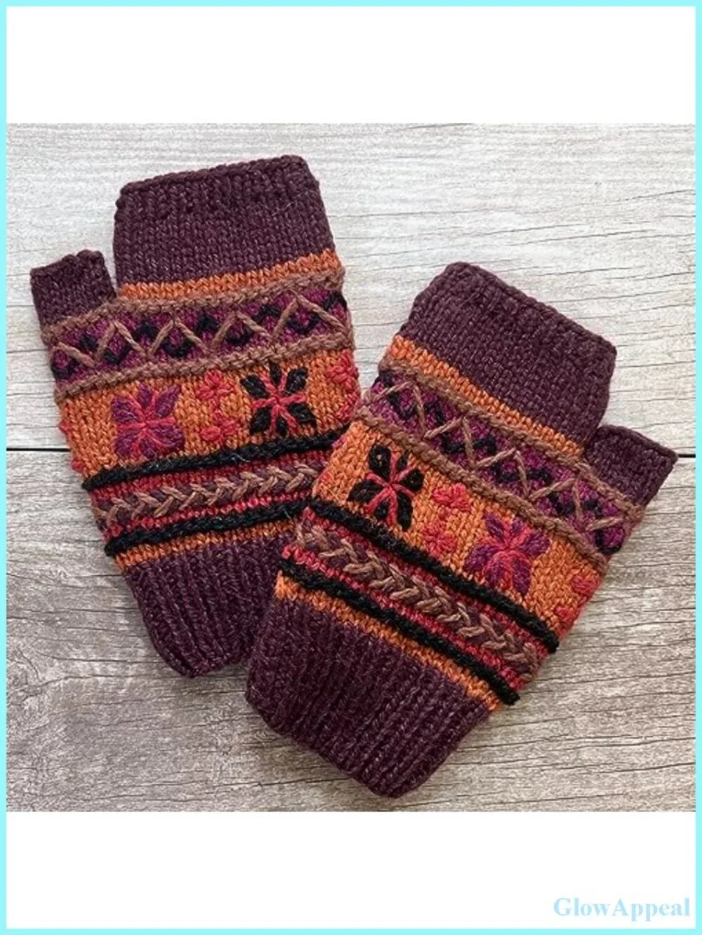 Hand Knit Alpaca Fingerless Gloves Fleece Lined Texting Driving Winter